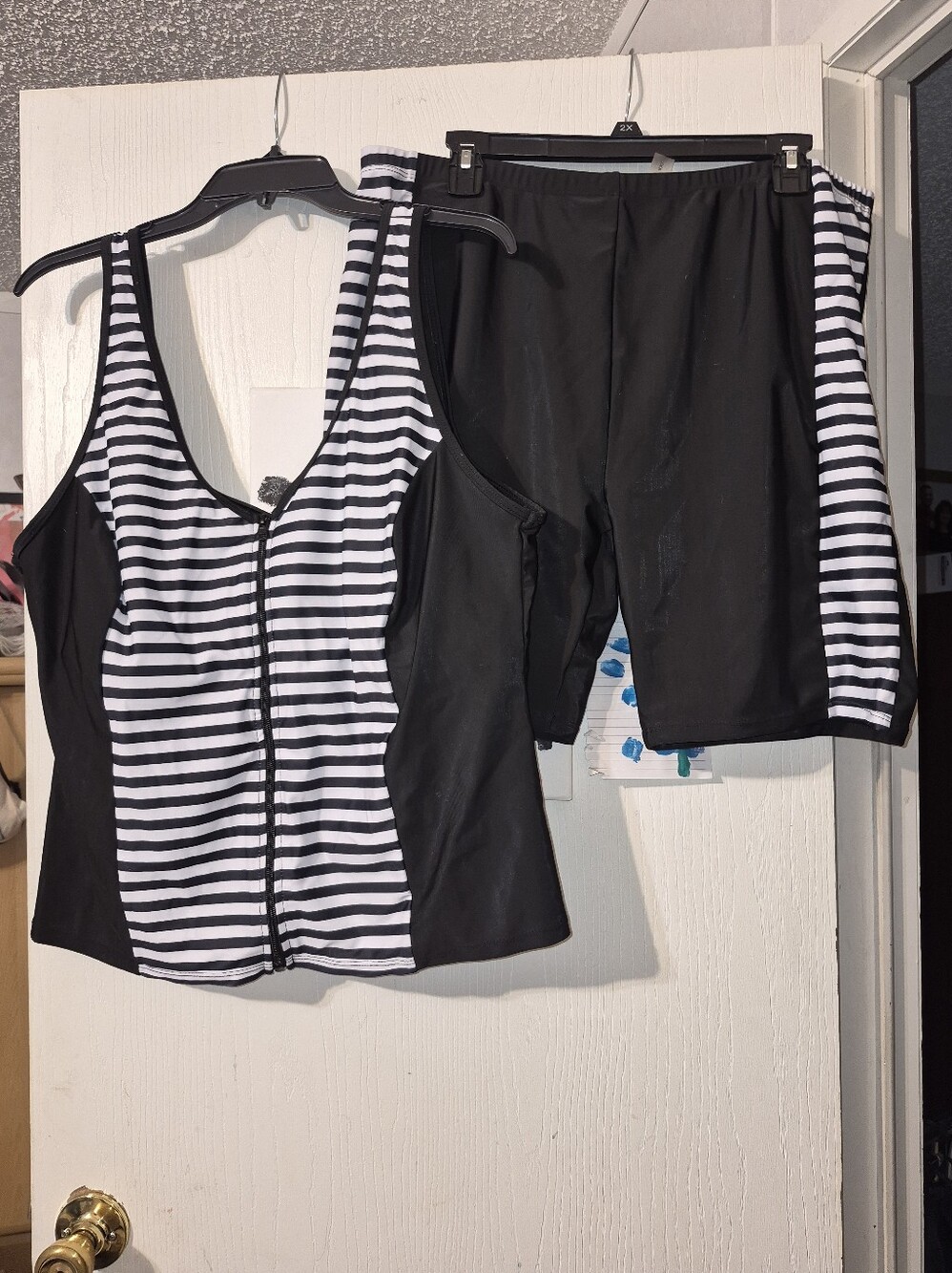 Black & White Striped Women’s Tankini Set